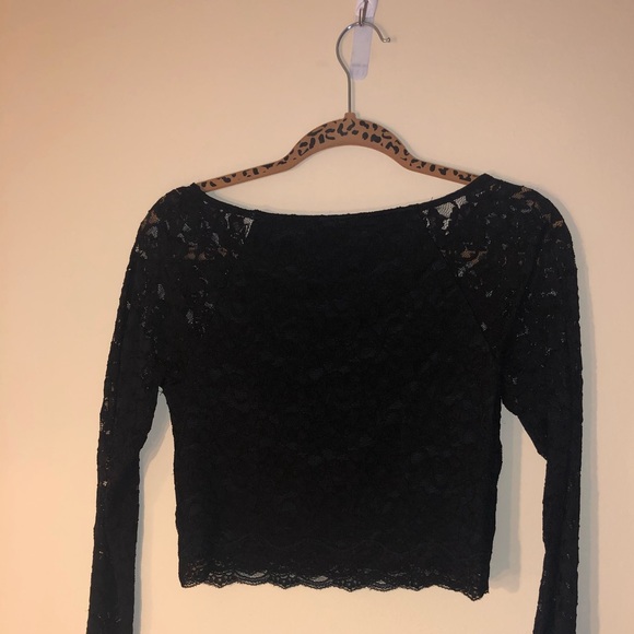 NEW Express Black Lace Crop Top - M - Picture 7 of 8